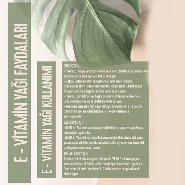 Egeria Vitamin E Cilt Bakım Yağı