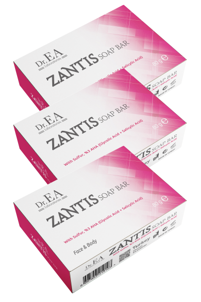 Zantis Kükürt, Salisilik Asit ve Glikolik Asitli Akne ve Sivilce Sabunu 80GR. 3'lü Paket BCHR5679