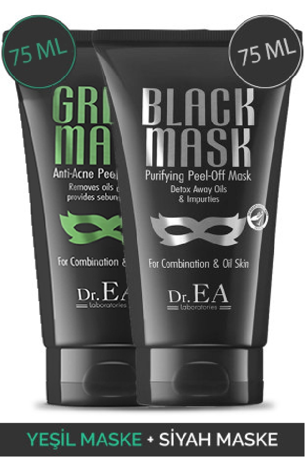 Dr. EA Soyulabilir Siyah Maske ve Soyulabilir Yeşil Maske 2'li Özel Set 75 ml
